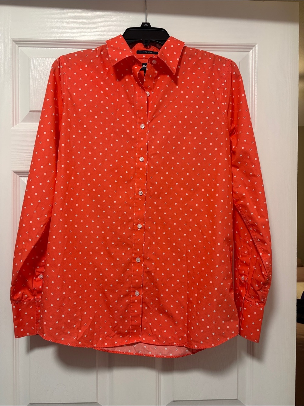 Land’s End Women’s Coral Dot-Print Button-Up Shirt 8T